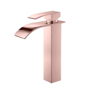 Grifería Lavamanos Cascada Monocontrol - Paula Alta Rose Gold