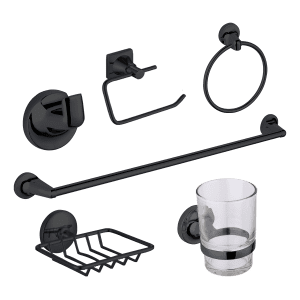 Accesorios De Baño 6 Piezas Negro Mate - Belgica Negro