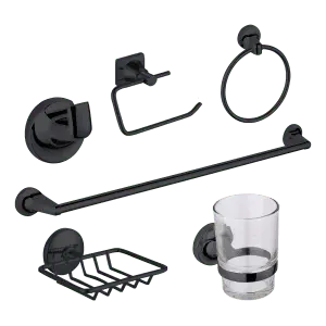 Accesorios De Baño 6 Piezas Negro Mate - Belgica Negro