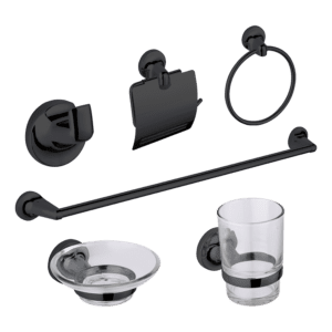 Accesorios De Ducha 6 Piezas Negro Mate