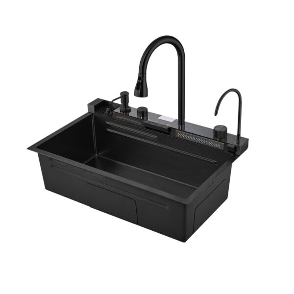 Lavaplatos Multifuncional Negro Mate 75cm