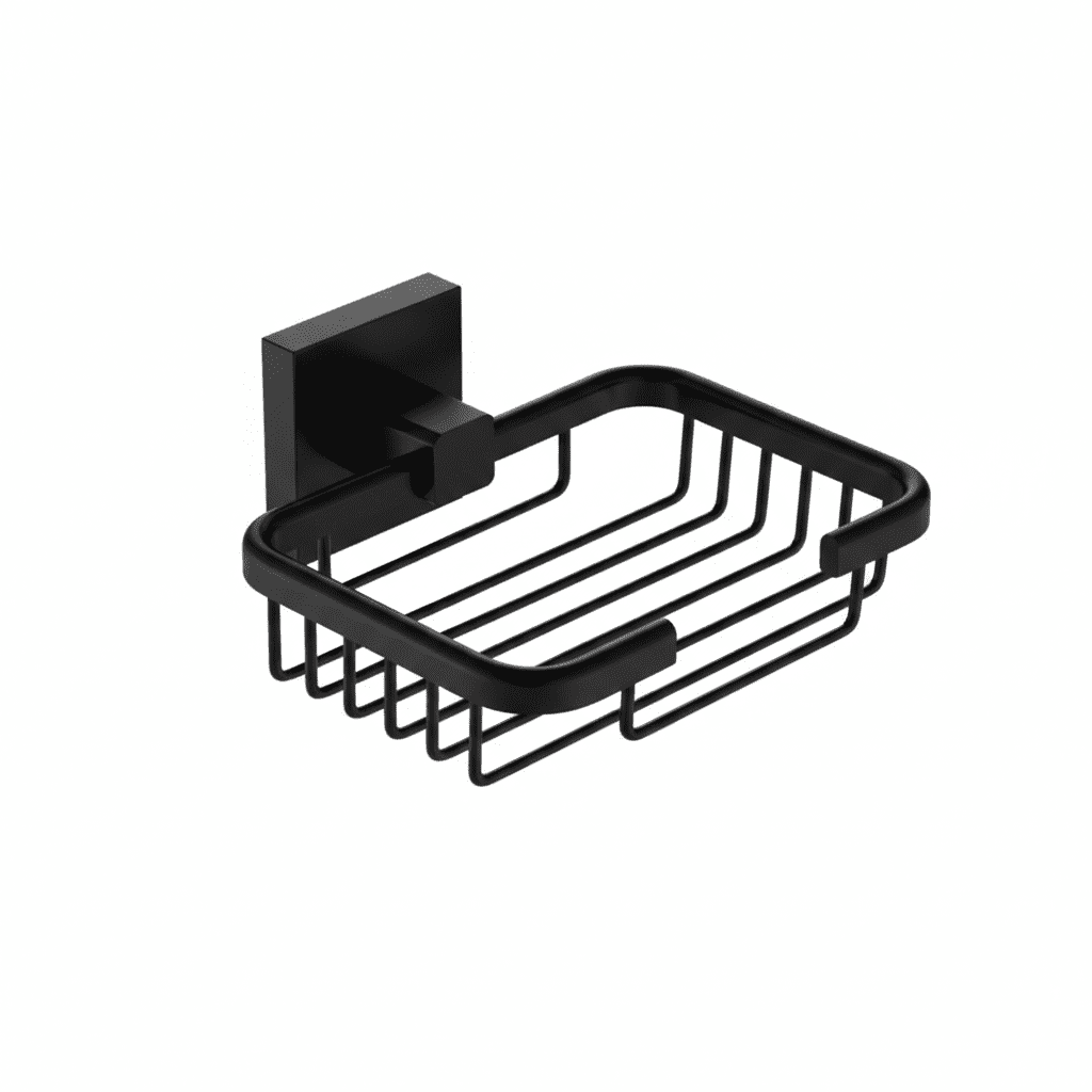 Jabonera Metálica Rejilla Ducha Acero Inoxidable Negro Mate